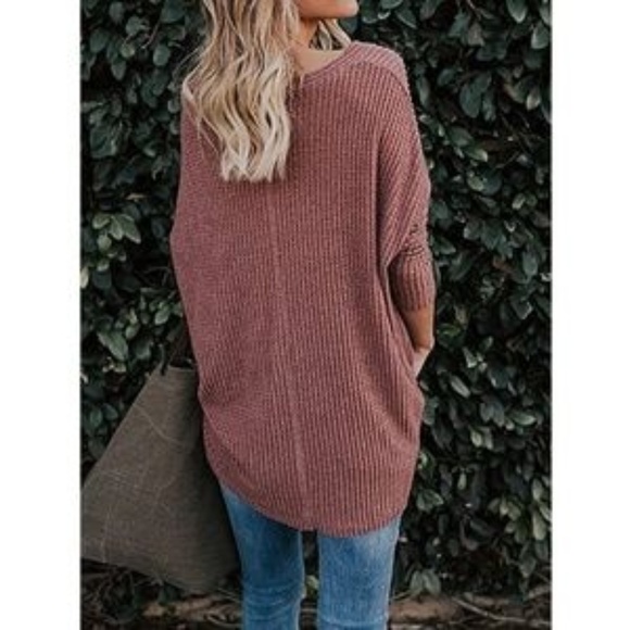 Womens "Ella" Tie Knot Loose Henley Top - Picture 2 of 4